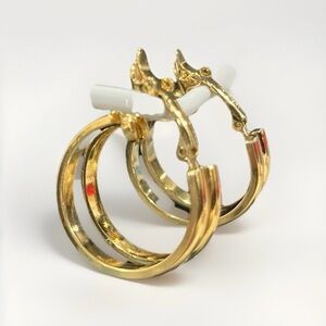 Vintage Trifari Gold Hoop Clip-on Earrings